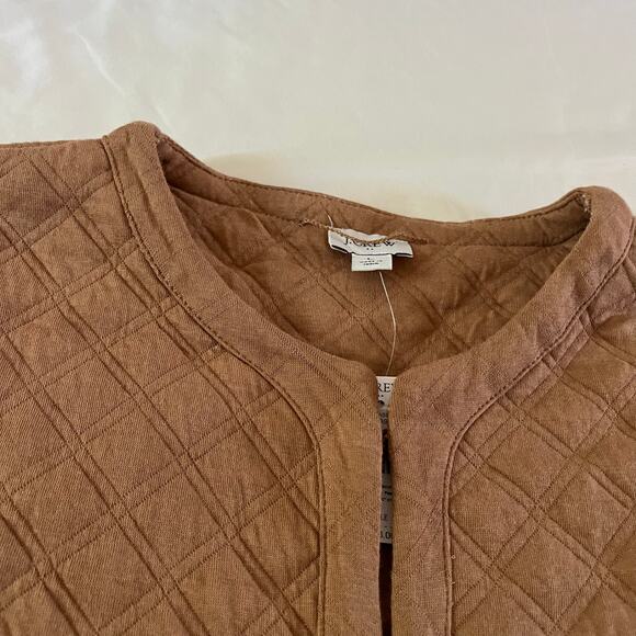 NWT J.Crew Quilted Jacket Tan Classic Cotton Top Patch Pockets Size L Preppy - Picture 7 of 11